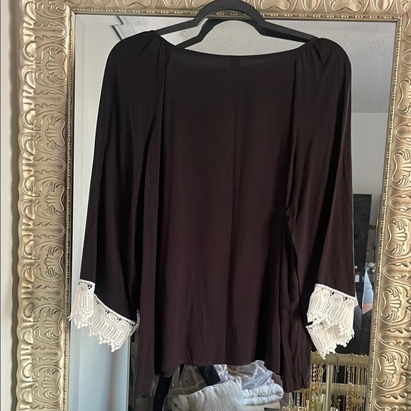 SHEIN Black Tie Front Flutter Sleeve Blouse - Picture 7 of 7